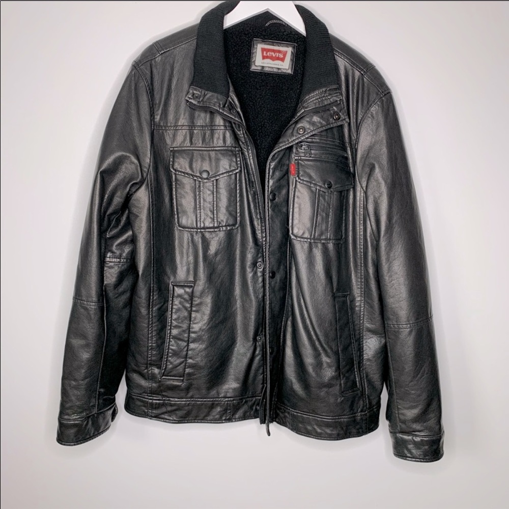 Levi's Vegan Leather Bomber Black Jacket, XL
